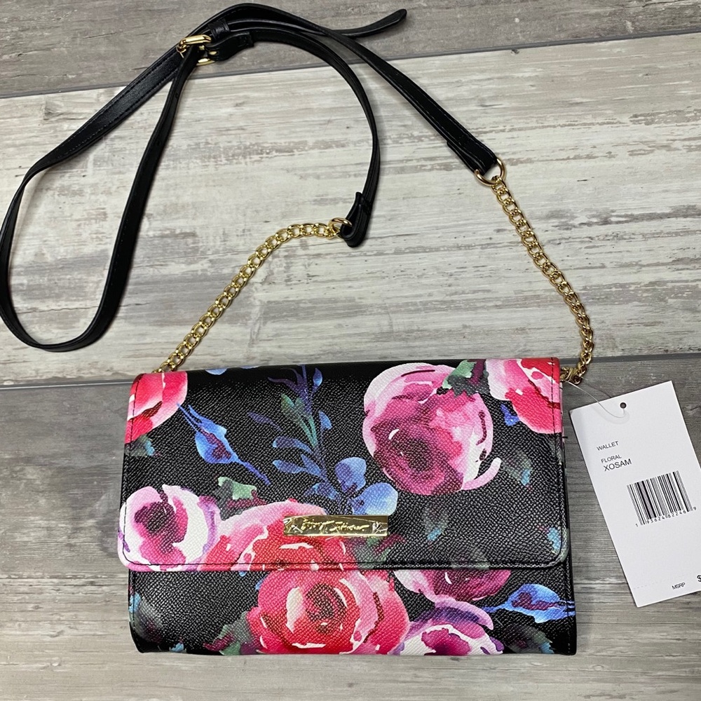 NWT Betsey Johnson Floral Crossbody Wallet Purse